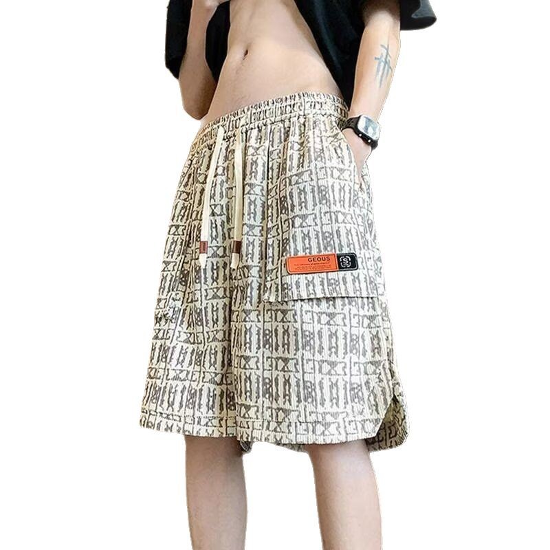 Pantalones cortos de impresión completa para hombres, estilo americano de verano, función de calle, pantalones de uso exterior, herramientas de secado rápido, pantalones deportivos de cinco puntos