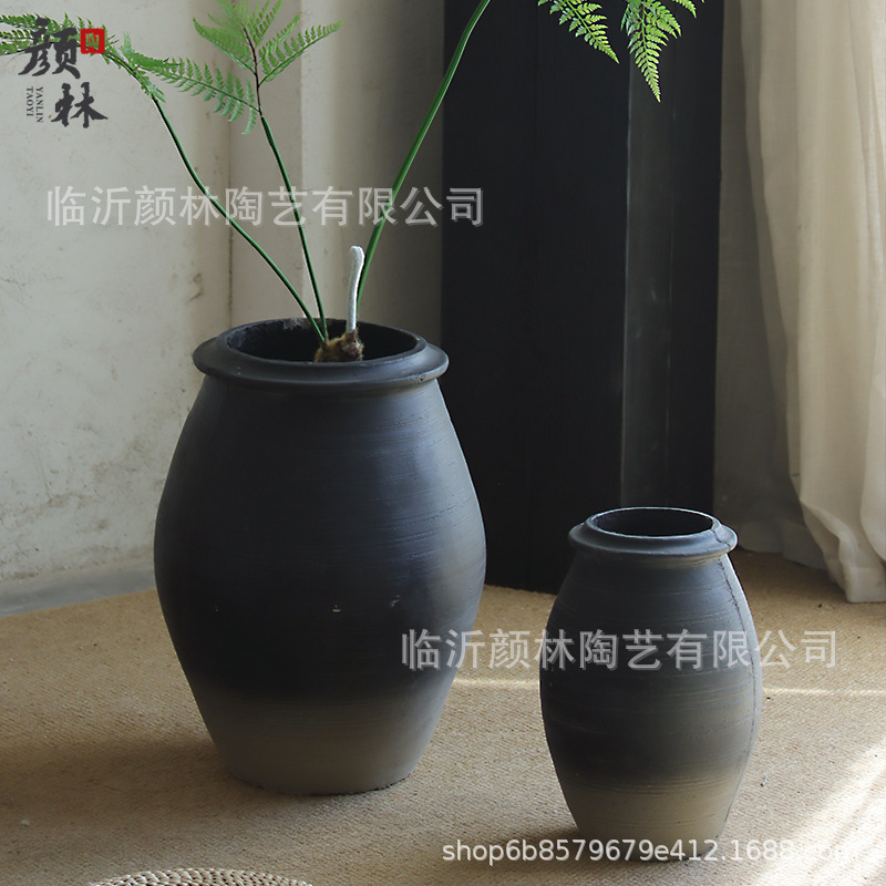 Cement Gradiente gris negro vasijas de cerámica decoración de la sala de estar del hogar maceta de flores del centro comercial del hotel verde gran maceta de flores paisajismo residencial