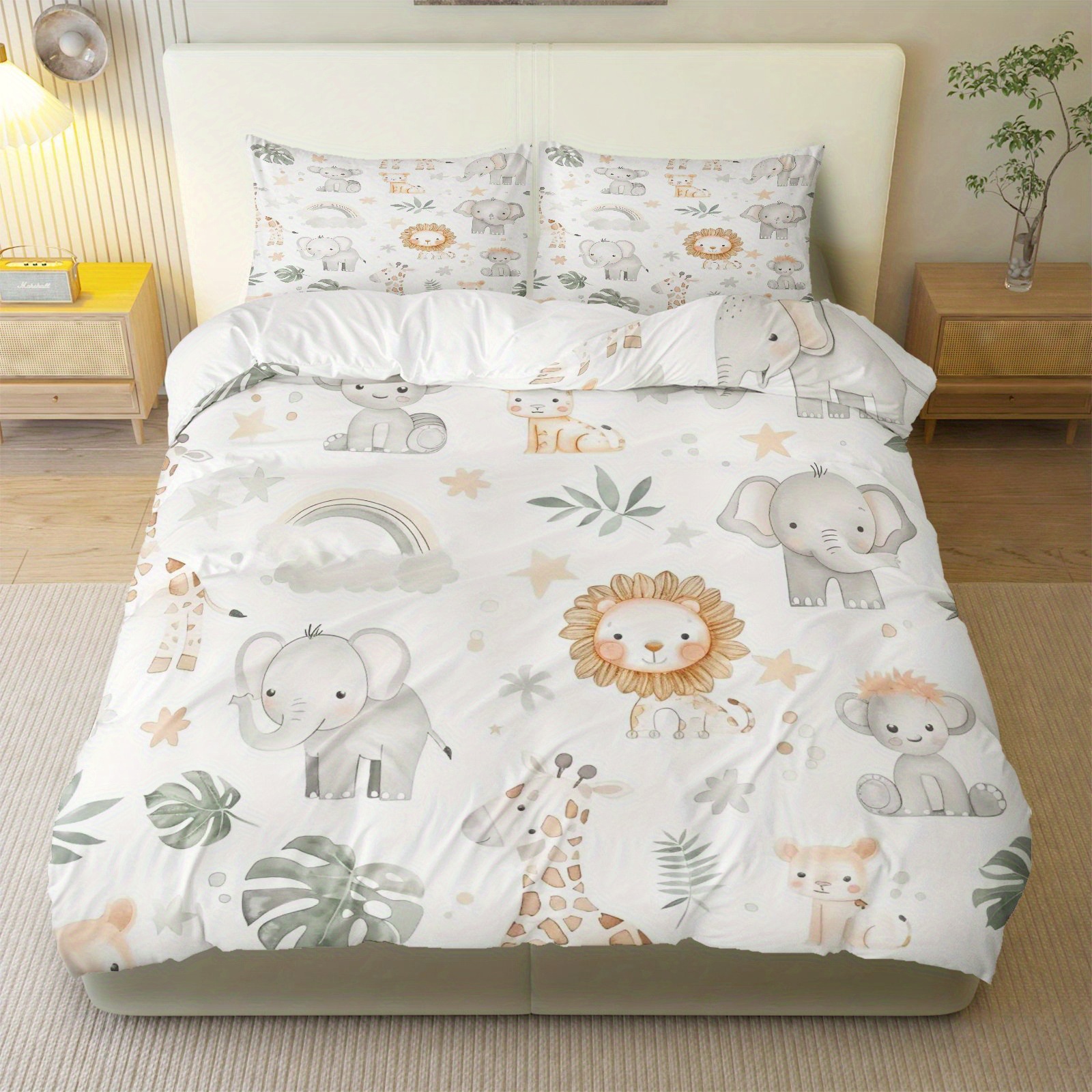 TEMU / JIT impresión digital abrasión oscuro elefante estilo animal set edredón para diseñar