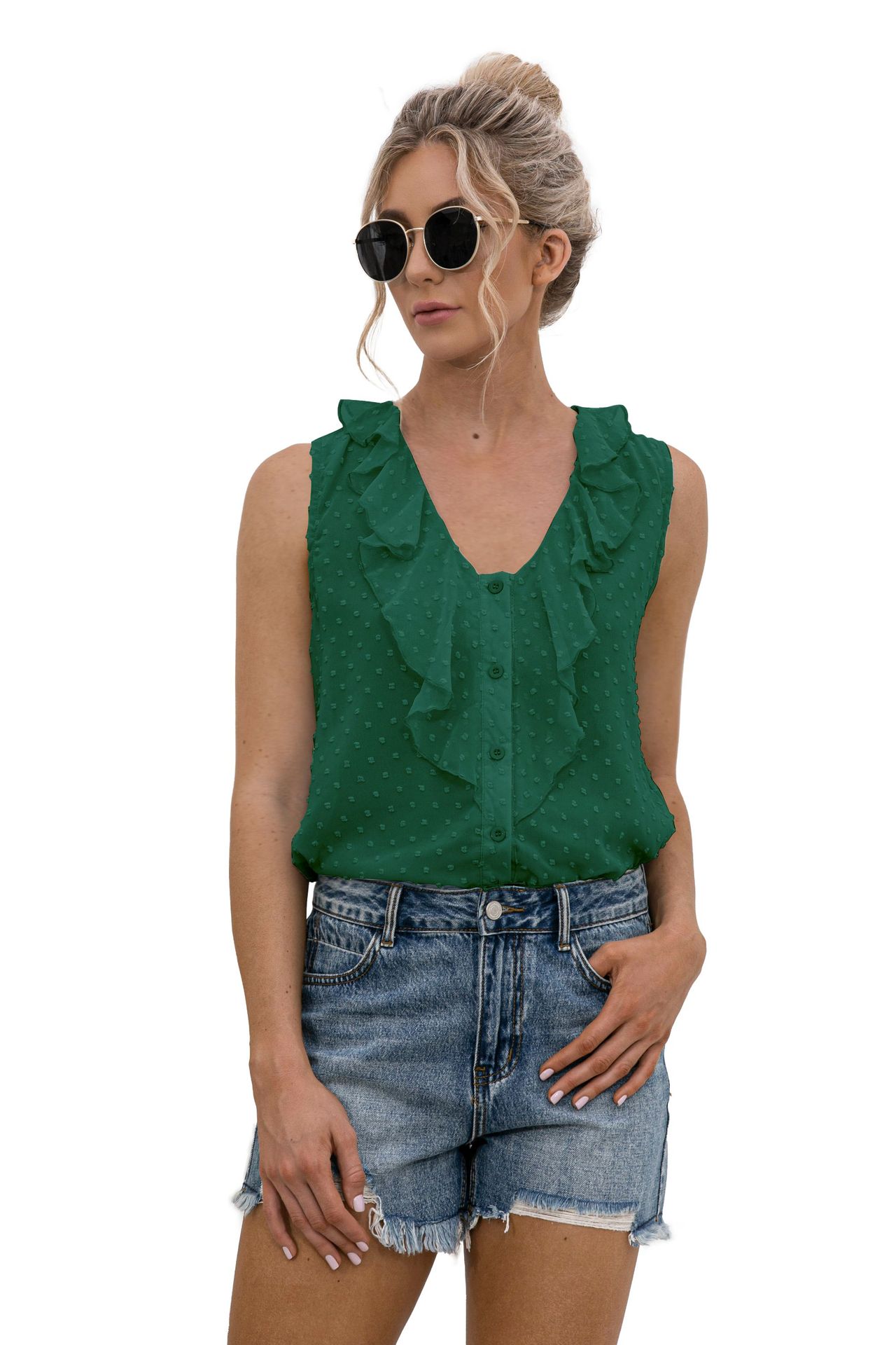 Women's Vest Sleeveless Blouses Patchwork Casual Solid Color display picture 3