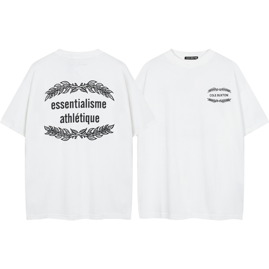 Versión alta Cole Buxton London Limited Silver Pink Letter Lema Impreso Hombre suelto Casual Camiseta de manga corta