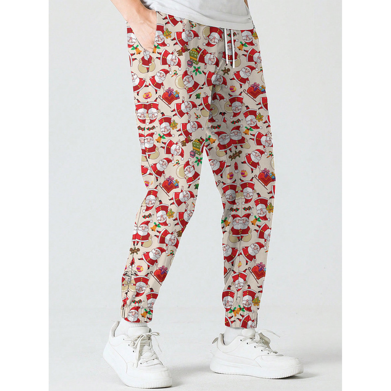 Men's trousers Santa Claus pattern printed sports pants casual men's Christmas Snowman jogging pants wholesale
