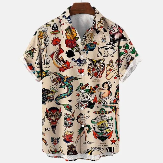 2025 Men's Shirt 3D Skull Jack Pumpkin Light Printed Short Sleeve Hawaiian Casual Street Party 2025 Men's Shirt 3D Skull Jack Pumpkin Light Printed Short Sleeve Hawaiian Casual Street Party