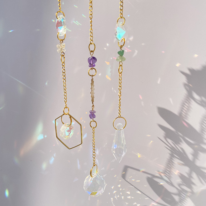 Simple Style Style Simple Style Geometric Crystal Suncatcher Wind Chime Wall Art