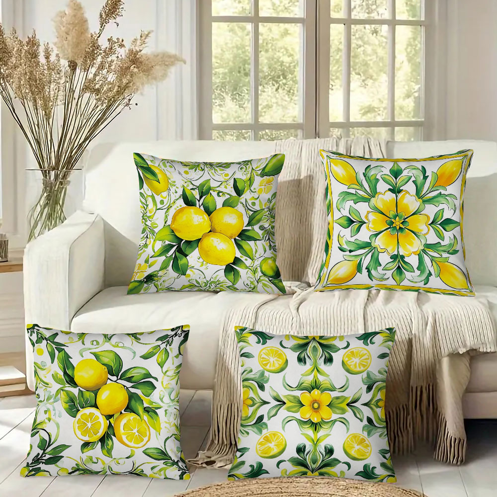 Temu Cross-Border Summer Popular Lemon Pillowcase Living Room Sofa Cushion Decoration Garden Courtyard Square Cushion Cover