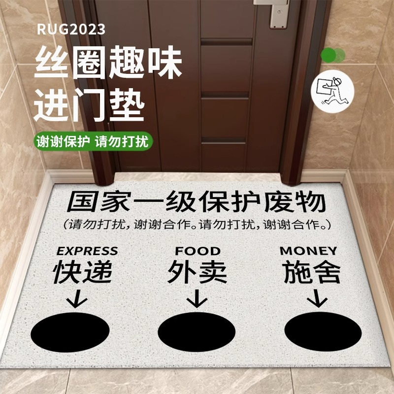 入戶門墊子現代簡約風搞笑地毯快遞外賣放門口玄關蹭土絲圈地墊