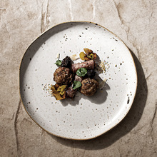 新款日式不规则色釉餐具餐厅酒店跨境创意陶瓷餐盘圆形主餐盘