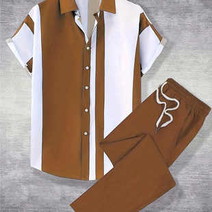 (Cross-border trading), shirt for leisure, trousers, floral print, loose fit, with short sleeve, 3D