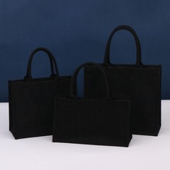 黒い麻の袋の卸売りはlogo亜麻の綿麻の黄麻の手提げ袋を印刷します。