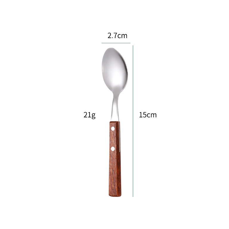 Transfronterizo Amazon 304 flores de madera de pera cubiertos de acero inoxidable mango de madera sólida cuchillo y tenedor cuchara set hotel hogar cuchillo y tenedor