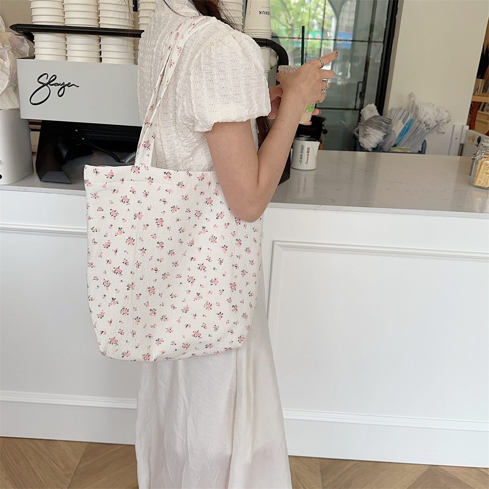 Spring Edition 44121 Canvas Bag, pure cotton floral canvas bag, tote bag, single-shoulder handbag, niche hand-held bag undefined