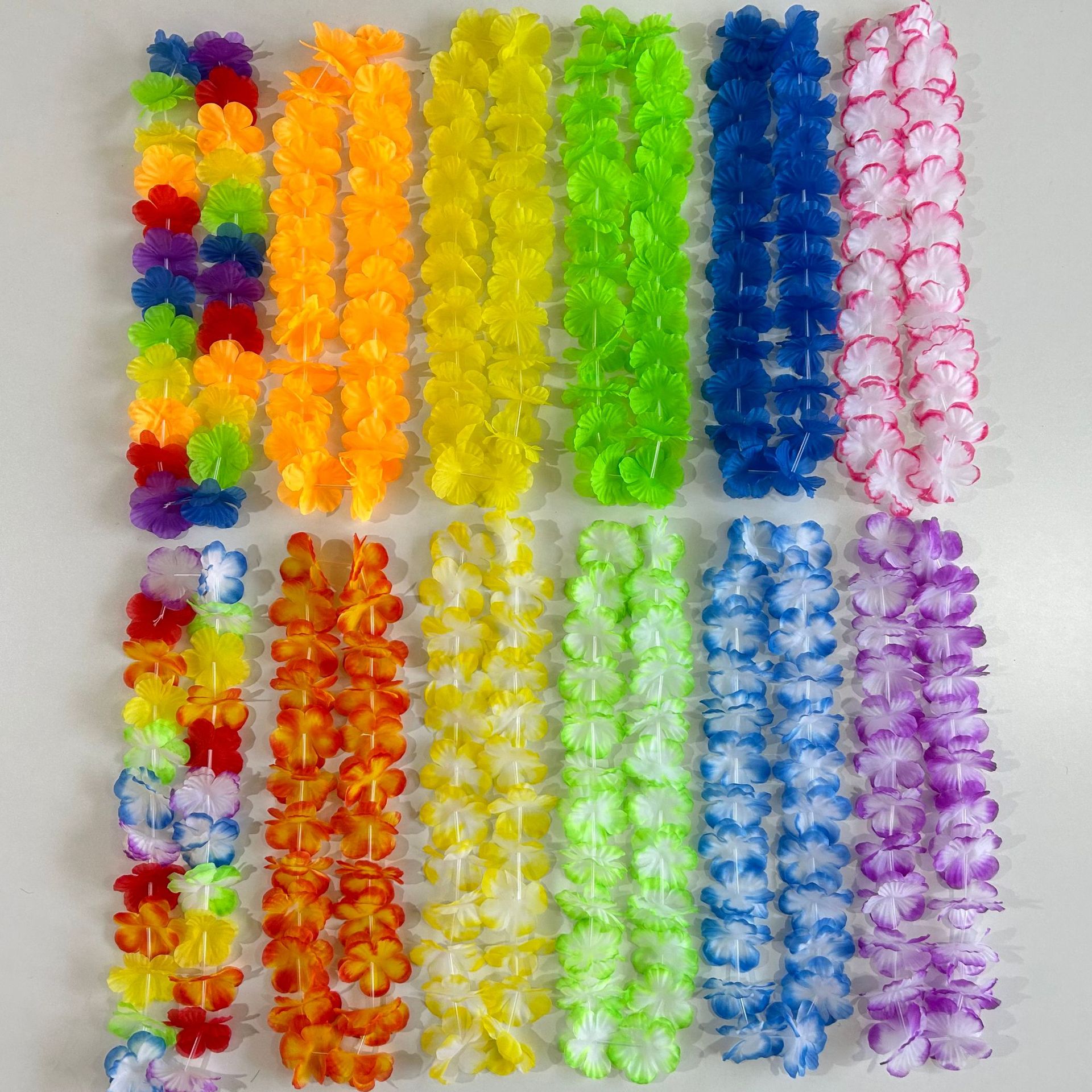 Transfronterizo exclusivo paño de poliéster Hawaiano colorido guirnalda pulsera traje fiesta de cumpleaños desgaste cuello guirnalda