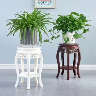 Flower Rack Imitation Solid Wood Plastic Multi-Layer Green Flower Pot Rack Chinese Antique Living Room Balcony Indoor Floor Storage Rack