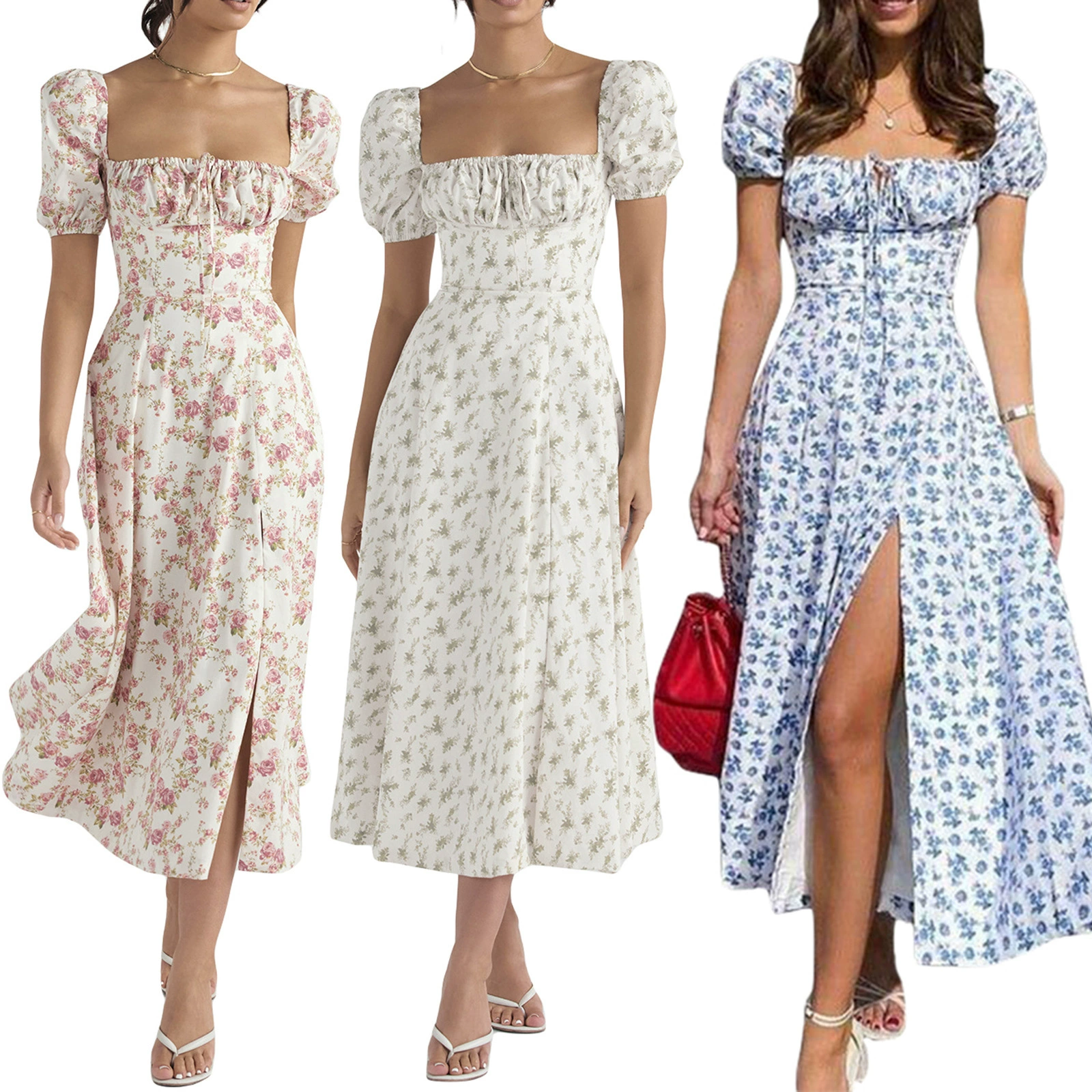 В наличии 4 цвета 4 размера Amazon Новое Европейское и американское горячее летнее сексуальное индивидуальное платье с коротким рукавом и высоким разрезом