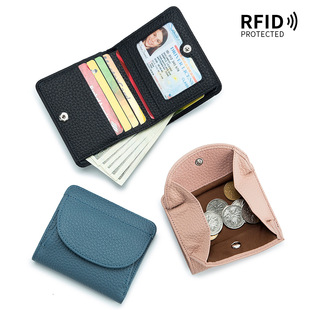 Mini Simple Wallet Women's Coin Purse New Amazon Japanese Style Rfid Foldableing Ultra-Thin Genuine Leather Small Purse for Women