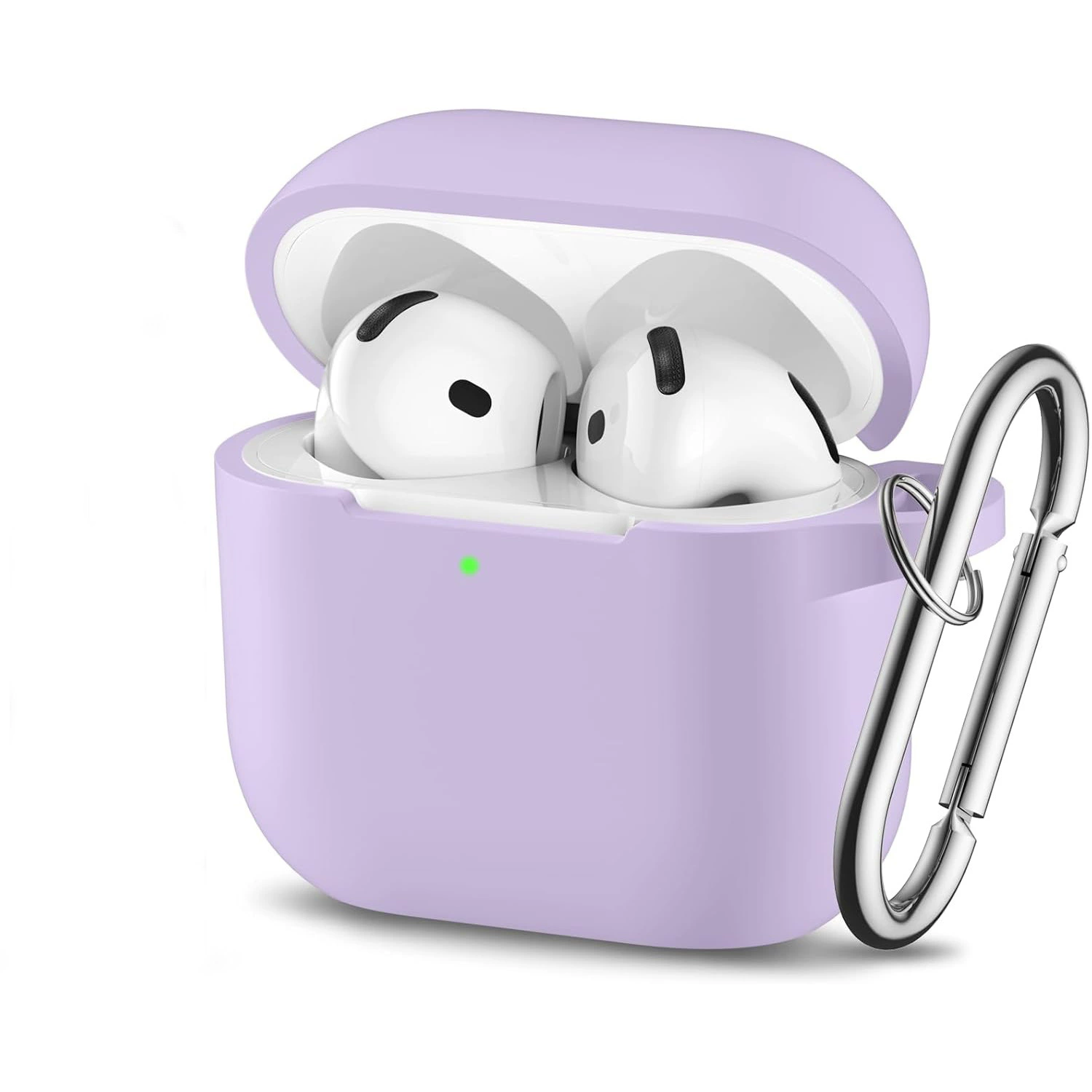 Силиконовый защитный чехол (Apple AirPods) — совместим с AirPods 1–4 и Pro 1–3, 52×62×26 мм, карабин