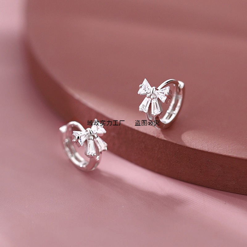 925纯银蝴蝶结耳扣耳环女小众设计耳圈气质2025年新款耳饰ins包邮