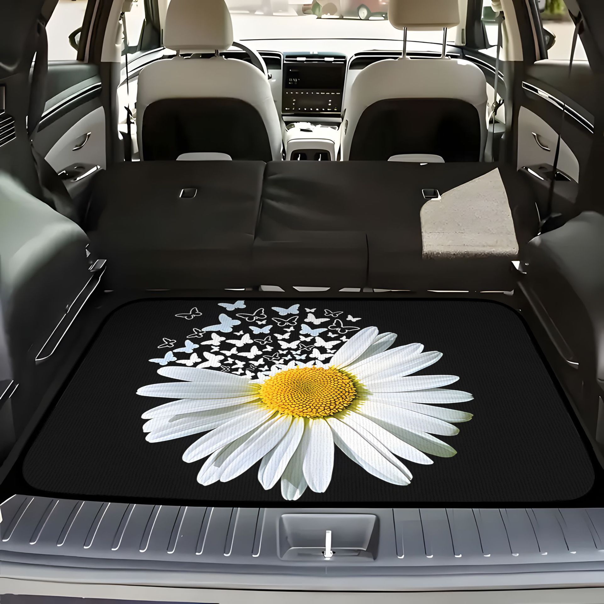 Plant and Flower Design Car Trunk Mat, Crystal Velvet, Dirt-Resistant, Wear-Resistant, Interior Mat, Universal for All Seasons, Cross-Border