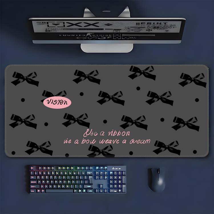 マウスパッドの巨大な手描きの蝶結びのウサギの大きいキーボードのパッドを大きくして、ロックを厚くします。|undefined