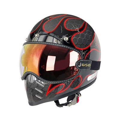 Motosiklet kaskı (dəbilqə) — Motorcycle Helmet for Men and Women - dragon-pattern-red-flame-color-mirror-m55-56