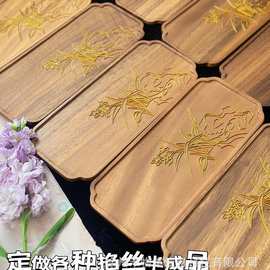 定制非遗diy材料掐丝珐琅手工竹木质景泰蓝茶盘国风杯垫团建中式