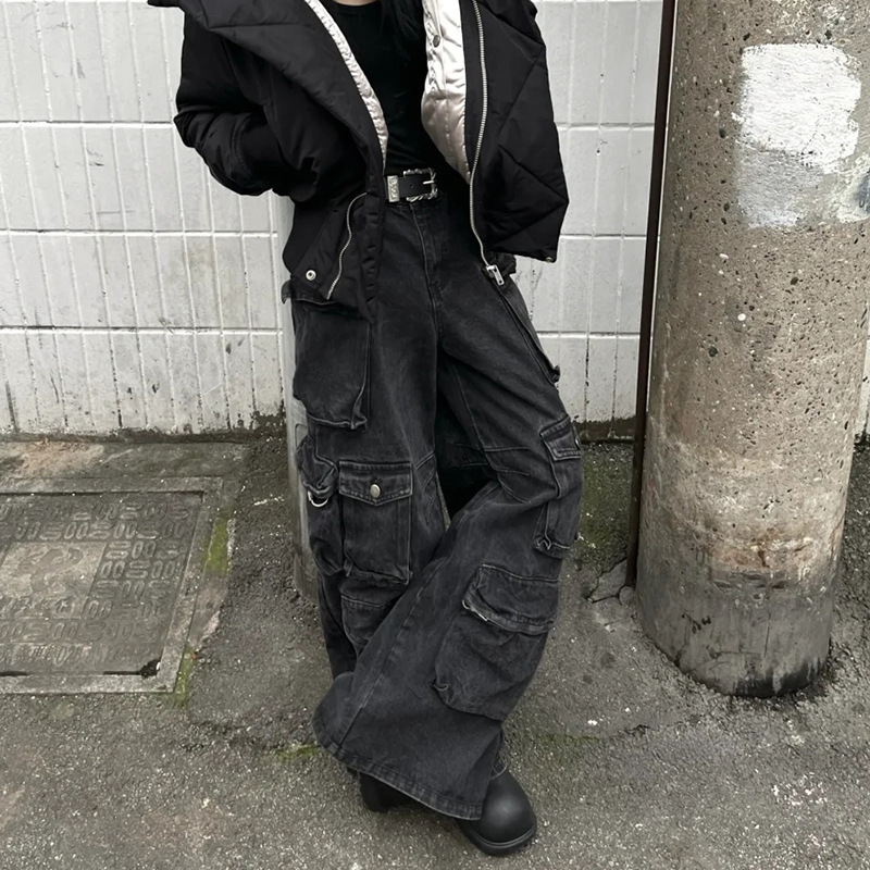アメリカの重工の多ポケットは大衆のデザイン感のごろつきのハンサムな工装のジーパンの男性の百合のカジュアルなスピーカーのズボンをつなぎ合わせます。