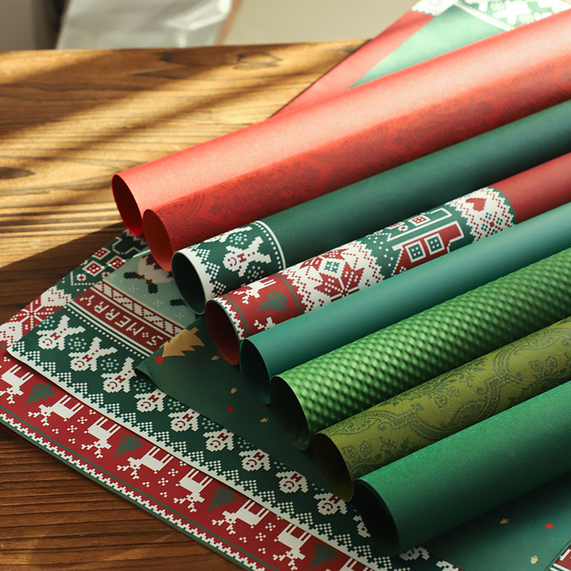 Papel de embalaje de Navidad, paquete de Nochebuena, paquete de flores de manzana, material de embalaje interno, papel de embalaje de manzana