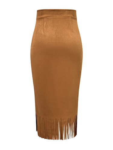 An elegant tassel long coat-length mink fur half skirt for ladies, comfortable and slimming H-style long dress