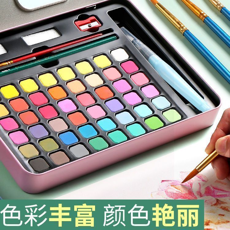 Wholesale solid watercolor paint painting beginner watercolor painting tools 36 colors 48 colors for primary and secondary school art