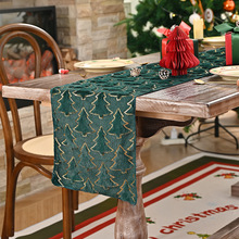 跨境北欧ins圣诞节PV绒亮片圣诞树桌旗布节日布艺桌布餐厅家居布