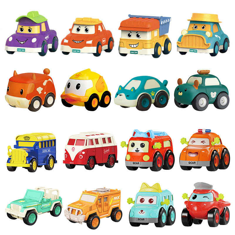 Children's Cartoon Inertia Toy Car Set Baby Q Version Mini Car Kidsren's Toys Wholesale Stall