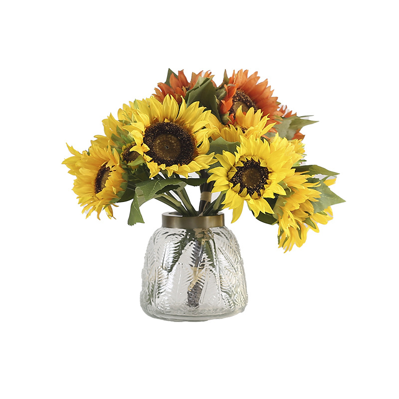 POS EXPRESS flores de girasol simuladas regalos de Navidad flores de simulación sala de estar decoración floral decoración floral flor seca