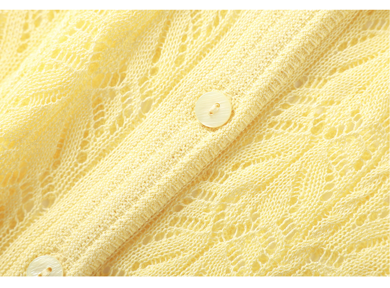 Áo cardigan cổ tròn họa tiết hoa móc nổi thiết kế mỏng nhẹ — màu trắng chi tiết 25
