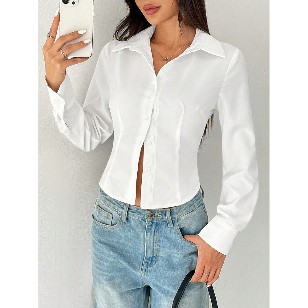 Preppy Long Sleeved Shirt For Women Street Style Slim Fit Unique Design Relaxed Everyday Wear Comfortable Feshion_ecoleips.com