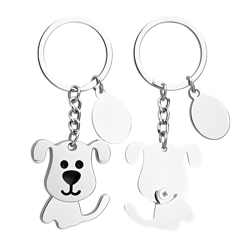 Llavero brillante de gato y perro, regalo pequeño para la apertura de tienda de mascotas, llavero metálico de animal de dibujos animados DIY, personalizable