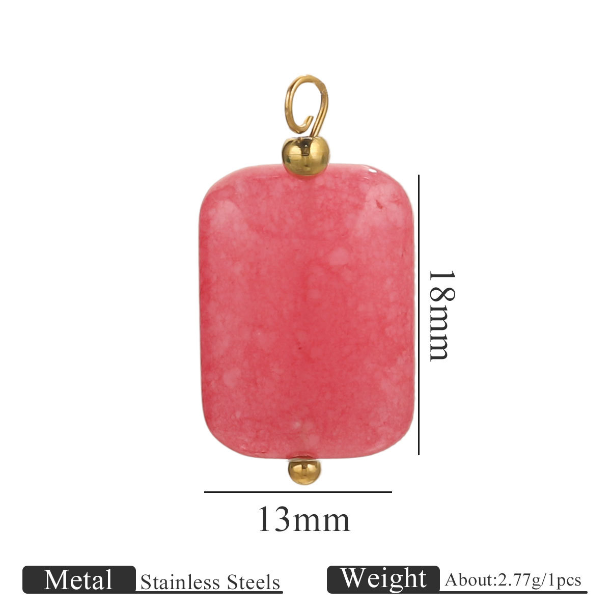 Piedra natural de acero inoxidable hecha a mano colgante colgante cuadrado DIY collar pendientes pulseras joyas accesorios al por mayor