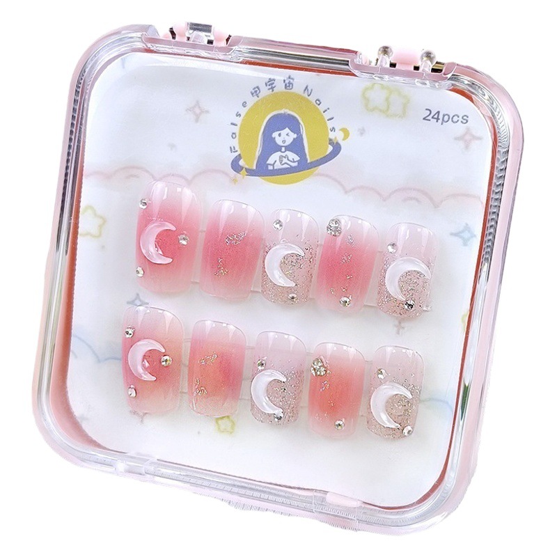 Uñas postizas Air Soft, sin pliegues, hechas a mano, piezas de uñas portátiles, piezas de uñas de material suave de lujo ligero, 24 piezas en caja de plástico, arte de uñas al por mayor.