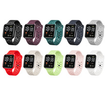 镂空带小方块地球情侣儿童手表休闲运动款LED电子表爱心多显示