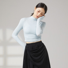 半高领显瘦瑜伽服女弹力健身服跑步运动长袖上衣秋冬古典舞服