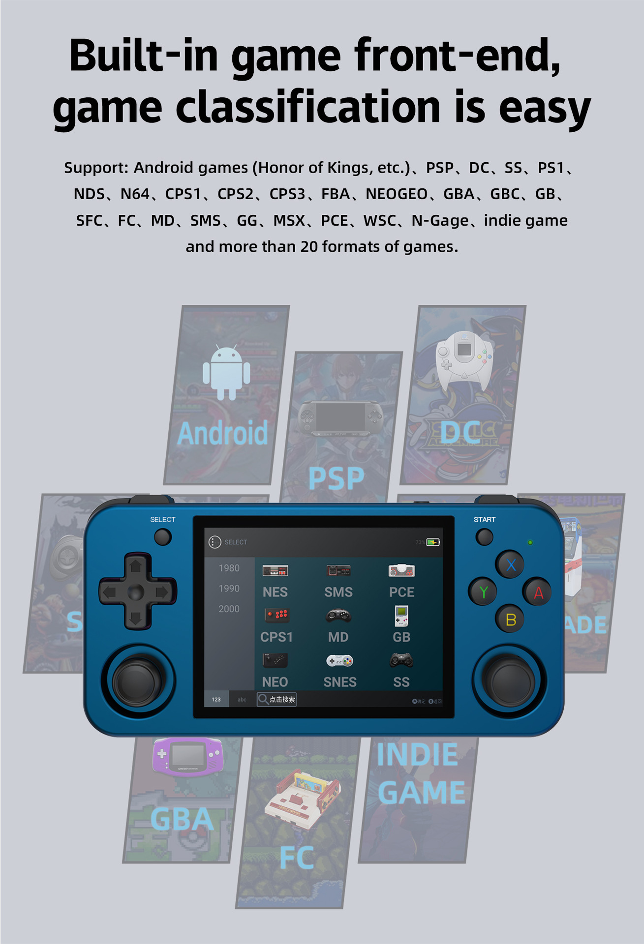 yashoo RK3566 Quad-Core Retro Gaming Handheld | Schermo IPS da 3,5", Streaming Moonlight, 32 GB di spazio di archiviazione, doppio slot TF, 7 ore di riproduzione_voghion.com