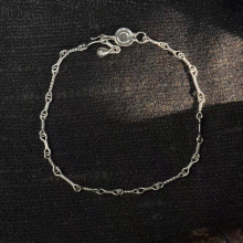 董洁同款S925纯银钩环手链小众设计师高级造型感手工拼接简约手饰