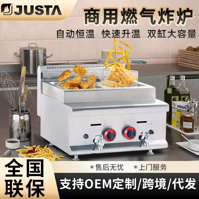 佳斯特商用炸炉加厚油炸锅炸鸡排炸串油条设备油炸机双缸燃气炸锅