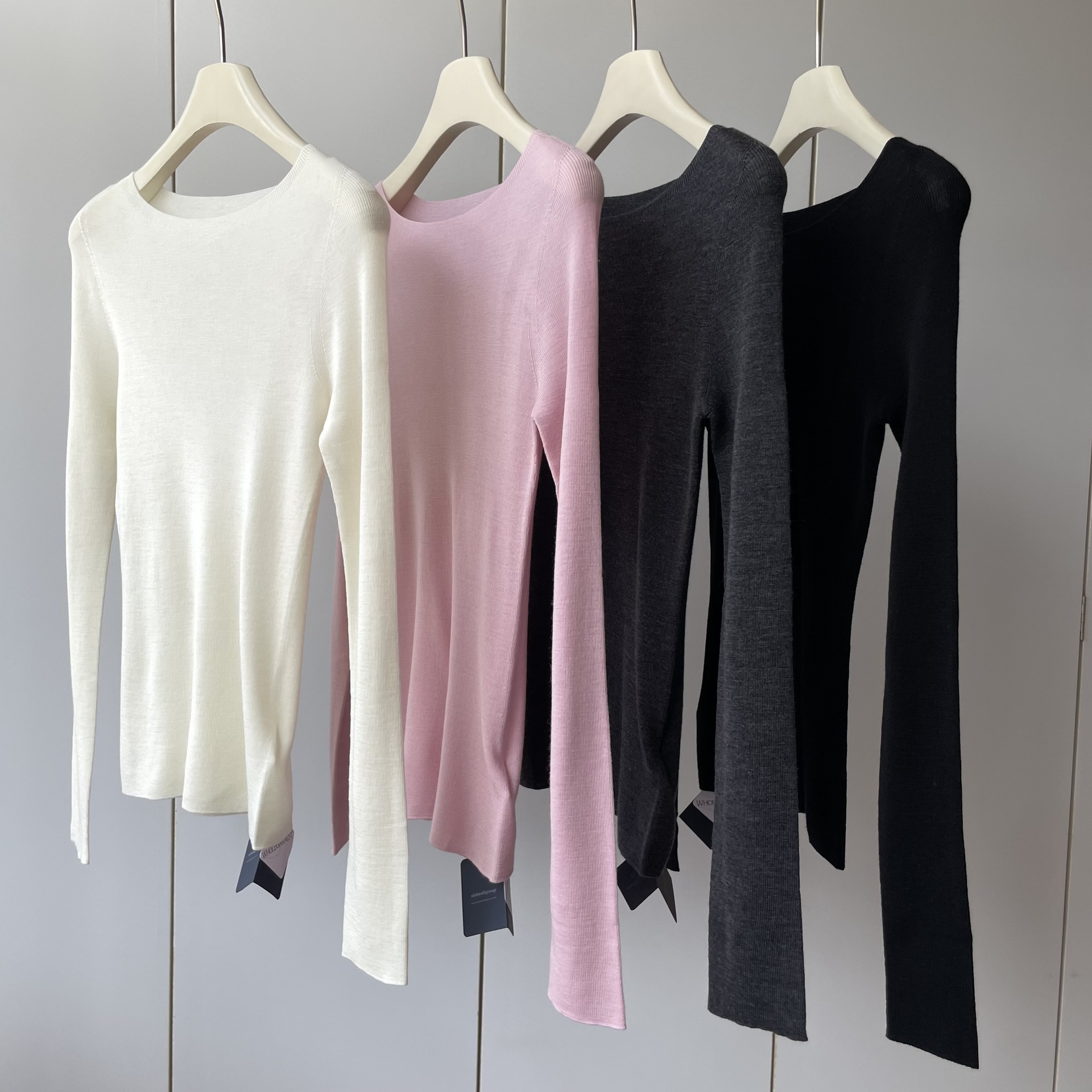 60-Count Double-Strand Yangtze Yarn Seamless One-Line Garment! 100 Wool One-Line Collar Lightweight Slimming Look Knitwear for Women in Autumn