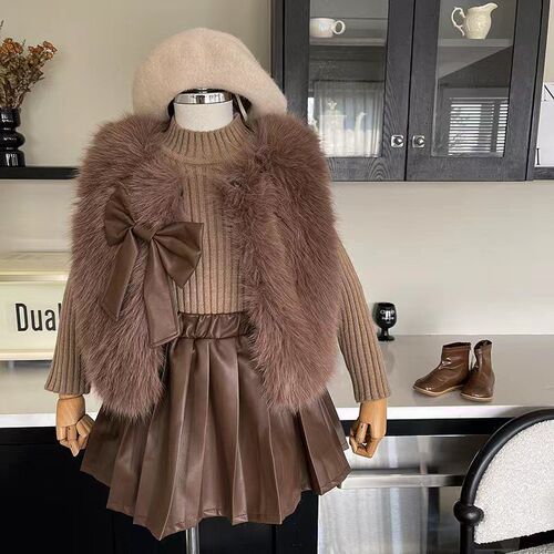 Children's vest, children's clothing, imitation fur, girls 'wool sweater coat, girls' students, children's babies, fashionable autumn and winter trend