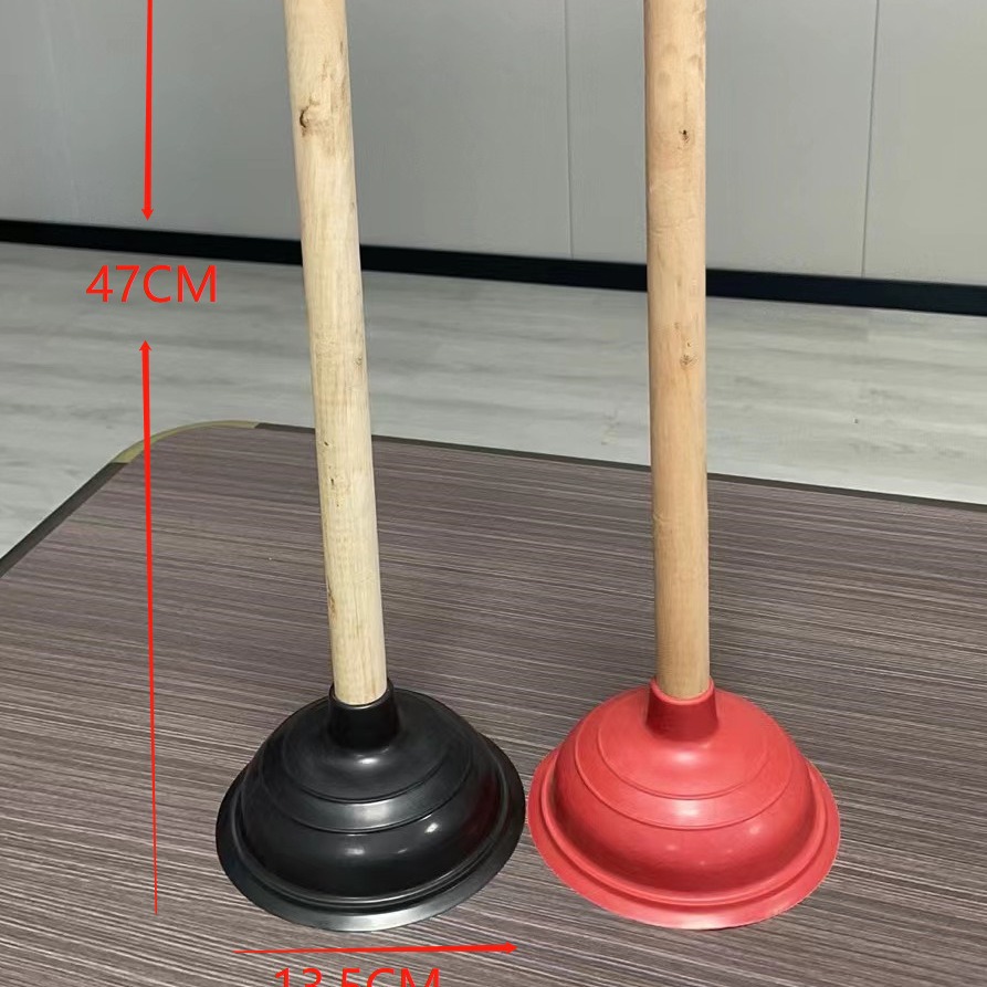 Reinforced rubber plunger high-end powerful water absorption drain unblocker wooden handle squat toilet plastic toilet