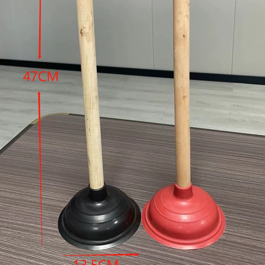 Улучшенный кожаный плунжер, высококачественный мощный очиститель для труб с функцией всасывания воды, деревянная ручка, для унитаза-компакт, пластикового унитаза