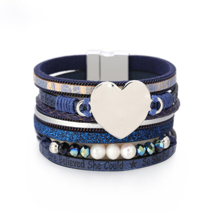 Fashion Multi-layer Heart-shape Pearl Leather Bracelet display picture 16