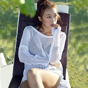 Hot-selling Korean-style Hollow-out Mesh Knitwear Bikini Swimsuit Outer Split Beach Blouse 1016