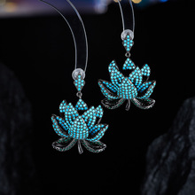 利宇奢华重工镶锆石立体多层莲花耳环s925银针高档珠宝款耳饰批发