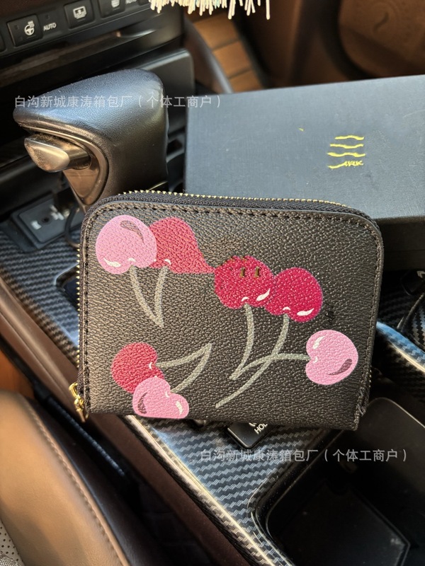跨境新款时尚樱桃印花女士短款钱包 2025 女士卡片夹钱包|undefined